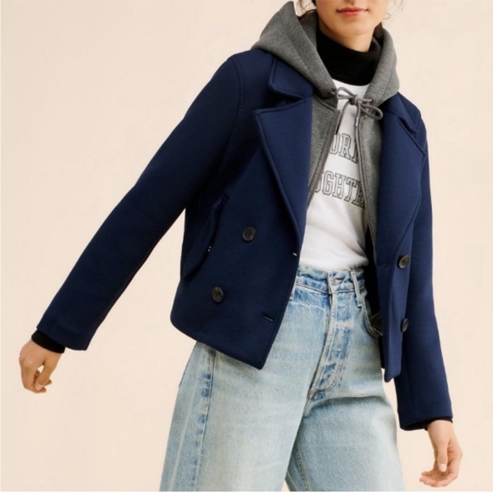 Maeve Twofer Hooded Scuba Peacoat Jacket Navy size Small